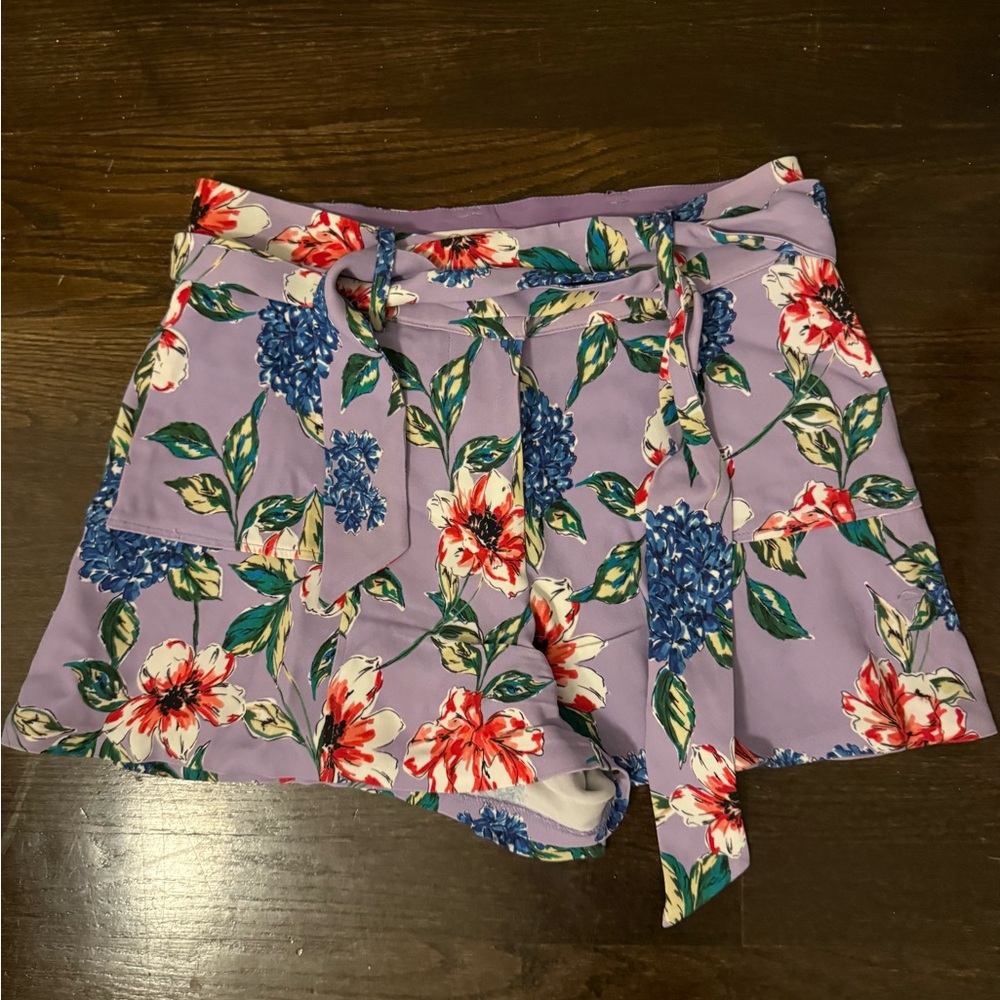 Parker Purple Floral High Waist Women's Shorts